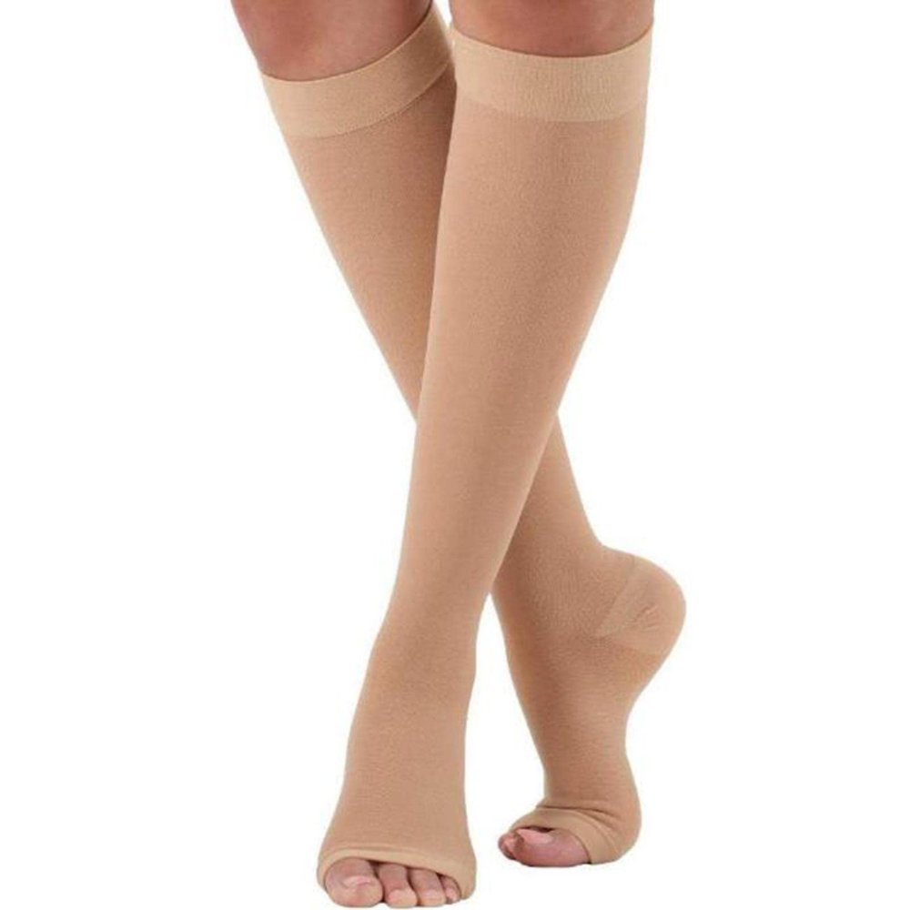 AAGAZA Varicose Compression Stocking Elastic Toe Knee High Calf Compression Varicose Veins Shaping Graduated Pressure Stockings S-XL XXL Black/133 (Color : Nude, Size : XXL)