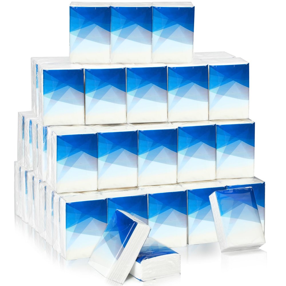 Therwen 100 Pack Pocket Tissues Travel Packs Bulk 1000 Sheet Mini Tissues Bulk 3 Ply Small Travel Size Paper Individual Pocket Size (Geometric)