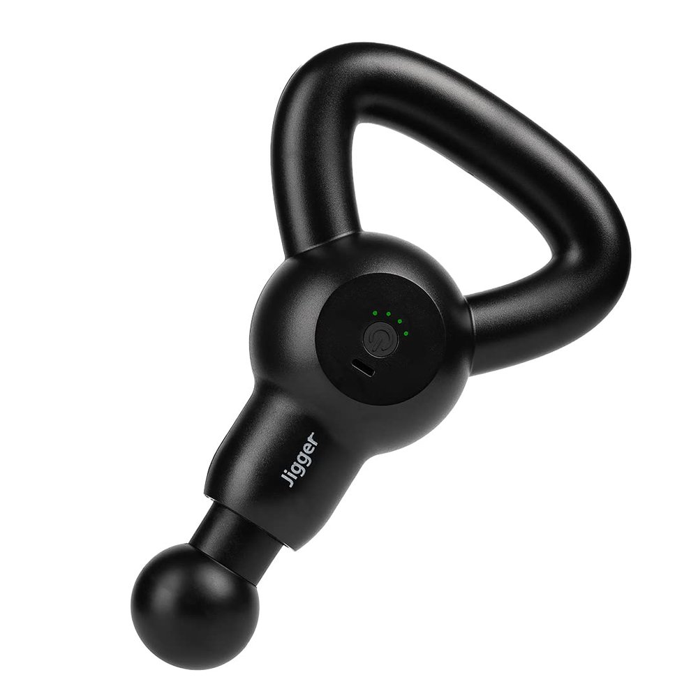 Jigger Percussion Massage Gun - Ultra-Quiet, Lightweight and Powerful Deep Tissue Massager with 4-Speed Settings, Handheld Massage Gun with 4 Attachments