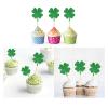 12Pcs St Patrick's Day Cupcake Toppers, Glitter Four Leaf Clover Cupcake Picks, Shamrock Cupcake Toppers, Lucky One Birthday Decorations Wedding Party Cake Decorations view 2