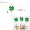 12Pcs St Patrick's Day Cupcake Toppers, Glitter Four Leaf Clover Cupcake Picks, Shamrock Cupcake Toppers, Lucky One Birthday Decorations Wedding Party Cake Decorations view 4