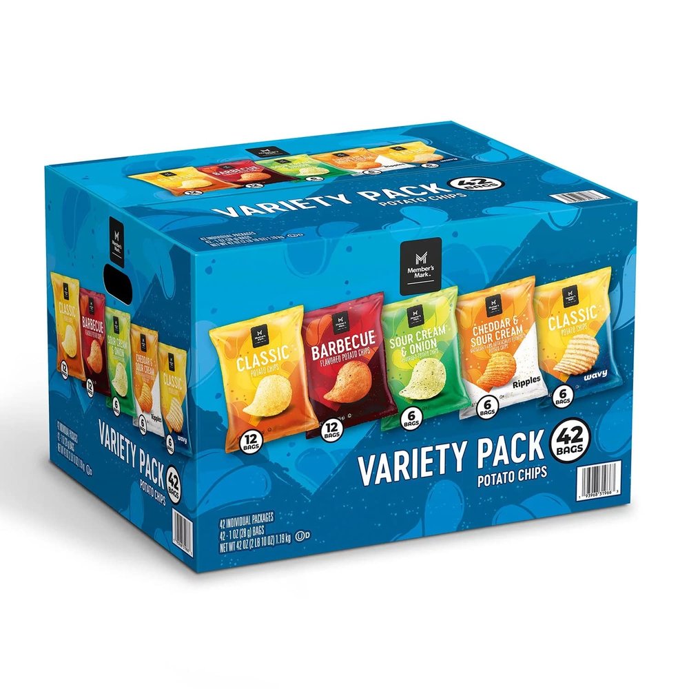 Member's Mark Potato Chips Variety Pack, 1 Ounce (Pack of 42)