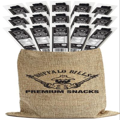 Buffalo Bills 15-Piece Premium Hickory Jerky Burlap Gift Wine Bags - 15 Wrapped Beef Jerky Strips