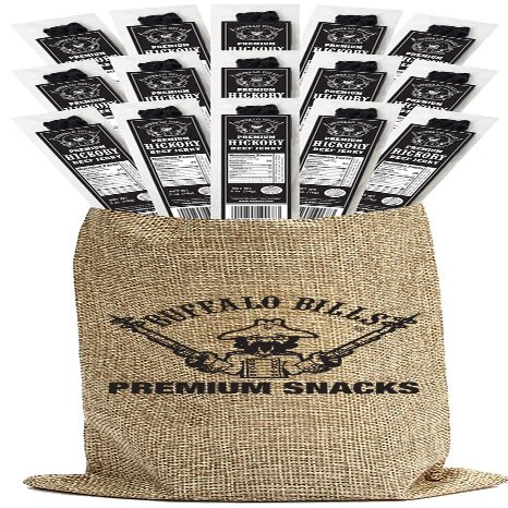 Buffalo Bills 15-Piece Premium Hickory Jerky Burlap Gift Wine Bags - 15 Wrapped Beef Jerky Strips