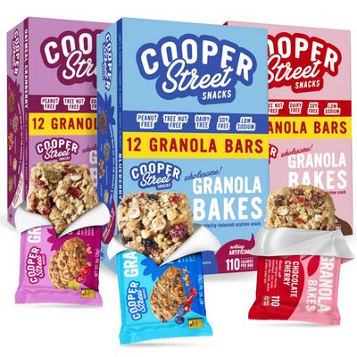 Cooper Street Granola Bakes (36 Count)  Soft and Chewy Breakfast Granola Bars Variety Pack  Nut, Dairy & Soy Free  Individually Wrapped Healthy Snacks for Kids, School, Work, Hiking & On-the-Go