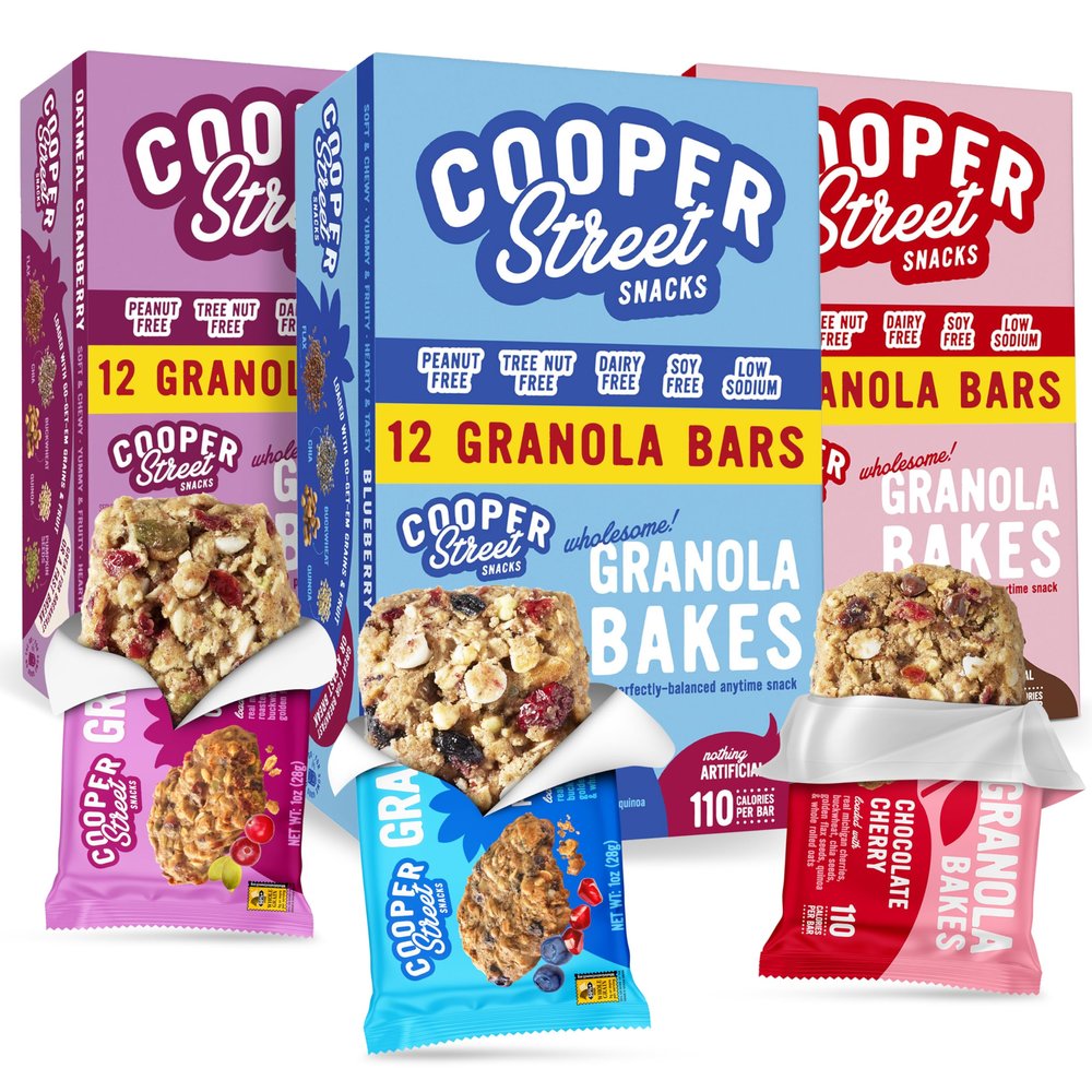 Cooper Street Granola Bakes (36 Count) Soft and Chewy Breakfast Granola Bars Variety Pack Nut, Dairy & Soy Free Individually Wrapped Healthy Snacks for Kids, School, Work, Hiking & On-the-Go