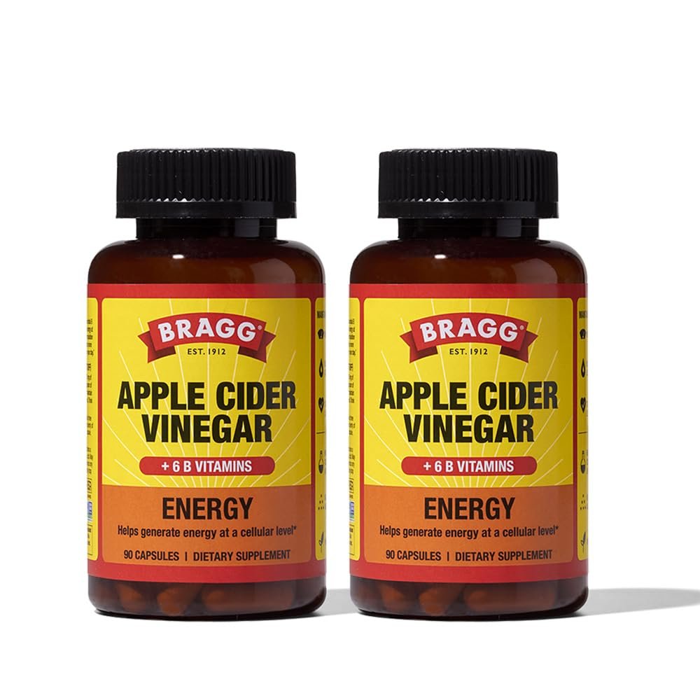 Bragg Energy Apple Cider Vinegar Capsules with B Vitamins - (2 Pack) 90 Capsules