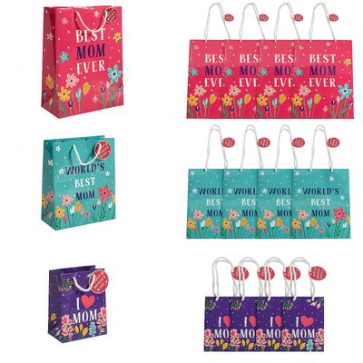 Fun Express 5 1/2", 13" Best Mom Gift Bag Assortment with Gift Tags, 12 Pieces