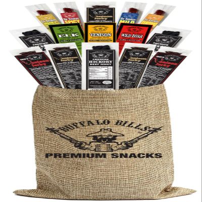 Buffalo Bills 15-Piece Sampler Burlap Gift Wine Bags - Assortment of Jerky and Sticks