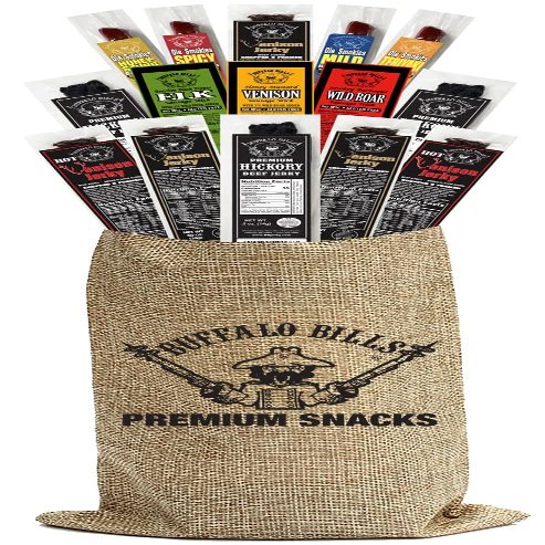 Buffalo Bills 15-Piece Sampler Burlap Gift Wine Bags - Assortment of Jerky and Sticks