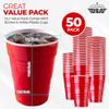 Supellectilem Red Plastic Disposable Cups - 18 Oz., 50 Ct. | Heavy Duty Large Party Cold Drink Plastic Cups Disposable view 2