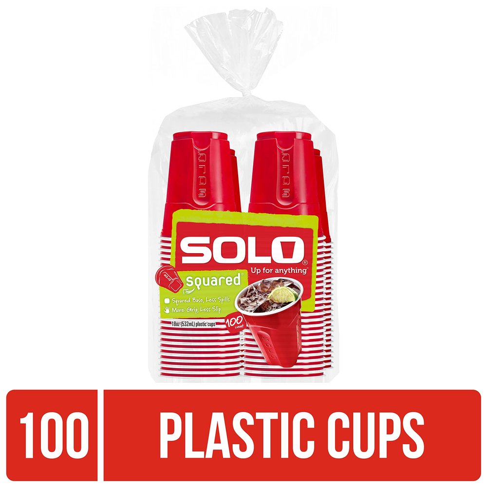 SOLO Original Red 18oz Plastic Party Cups, 100ct