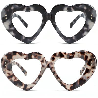 2Pack Vintage Heart-Shaped Crystal Bling Reading Glasses Women Rhinestone Eyewear Anti Blue Light Trendy Reader (2pcs-gray&beige, 1.75, multiplier_x)