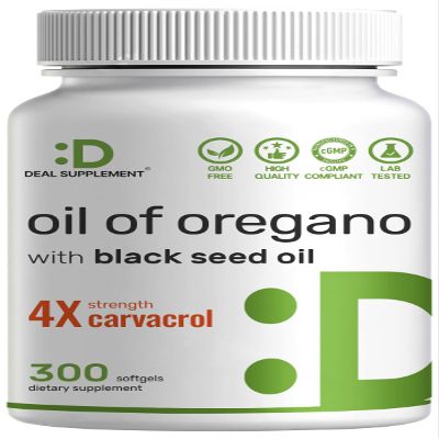 DEAL SUPPLEMENT Oil of Oregano Softgels with Black Seed Oil 300 Count 30:1 Extract, Active Carvacrol & Thymoquinone Antioxidant Immune Health Support Plant Based, Non-GMO