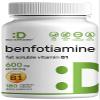 Benfotiamine 600mg Per Serving, 180 Veggie Capsules (300mg Per Cap)  Fat Soluble Vitamin B1 Thiamine Supplement  3rd Party Tested, Vegan, Non-GMO, Gluten Free view 1