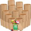 Irenare 100 Pcs 12 oz Ice Cream Paper Cups with Lids Disposable Dessert Bowls Hot Soup Containers Kraft Paper Food Containers for Valentine's Day Easter Cold and Hot Foods Sundae Yogurt(Brown,100 Pcs) view 1