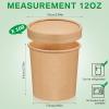 Irenare 100 Pcs 12 oz Ice Cream Paper Cups with Lids Disposable Dessert Bowls Hot Soup Containers Kraft Paper Food Containers for Valentine's Day Easter Cold and Hot Foods Sundae Yogurt(Brown,100 Pcs) view 2
