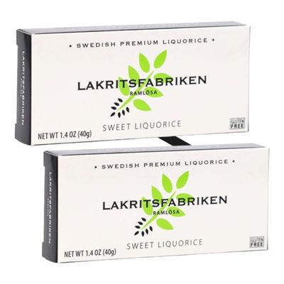 Lakritsfabriken Swedish Premium Liquorice - Soft Sweet Black Licorice Candy - Vegan Candy, Gluten-Free, Dairy-Free, Juicy Candy - Gourmet Candies & Swedish Pastilles - 1.4 oz (2 Pack)