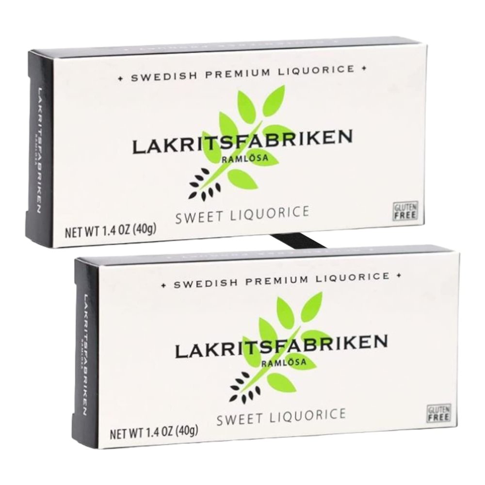 Lakritsfabriken Swedish Premium Liquorice - Soft Sweet Black Licorice Candy - Vegan Candy, Gluten-Free, Dairy-Free, Juicy Candy - Gourmet Candies & Swedish Pastilles - 1.4 oz (2 Pack)