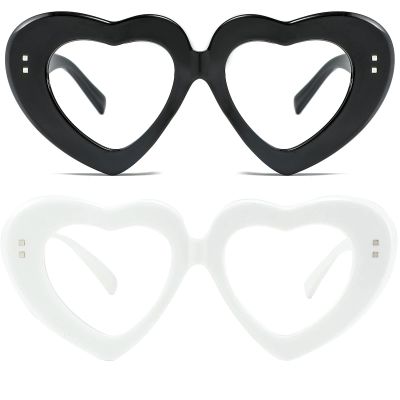 2Pack Vintage Heart-Shaped Crystal Bling Reading Glasses Women Rhinestone Eyewear Anti Blue Light Trendy Reader (2pcs-black&white, 3.5, multiplier_x)