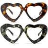 2Pack Vintage Heart-Shaped Crystal Bling Reading Glasses Women Rhinestone Eyewear Anti Blue Light Trendy Reader (2pcs-leopard&green flower, 1.25, multiplier_x) view 1