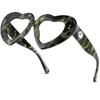 2Pack Vintage Heart-Shaped Crystal Bling Reading Glasses Women Rhinestone Eyewear Anti Blue Light Trendy Reader (2pcs-leopard&green flower, 1.25, multiplier_x) view 2