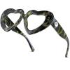 2Pack Vintage Heart-Shaped Crystal Bling Reading Glasses Women Rhinestone Eyewear Anti Blue Light Trendy Reader (2pcs-leopard&green flower, 3.5, multiplier_x) view 2