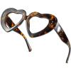 2Pack Vintage Heart-Shaped Crystal Bling Reading Glasses Women Rhinestone Eyewear Anti Blue Light Trendy Reader (2pcs-leopard&green flower, 3.5, multiplier_x) view 3