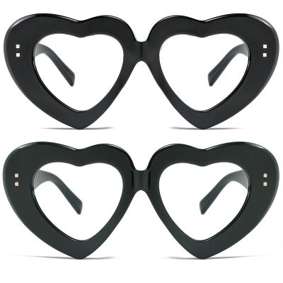 2Pack Vintage Heart-Shaped Crystal Bling Reading Glasses Women Rhinestone Eyewear Anti Blue Light Trendy Reader (2pcs-black&green, 1.25, multiplier_x)