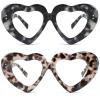 2Pack Vintage Heart-Shaped Crystal Bling Reading Glasses Women Rhinestone Eyewear Anti Blue Light Trendy Reader (2pcs-gray&beige, 2, multiplier_x) view 1