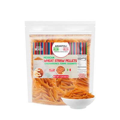 Amantoli - Mexican Wheat Duritos Chicharrones Straw Shape |1Lb (453gr) Snack, Traditional, Crunchy, Delicious | Chicharrones/Fritura De Harina En Forma De Palito Para Freir | Made In Mexico.
