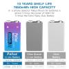 Pallus Rechargeable 9v Batteries with Charger, 8 Pack 850mAh Lithium Rechargeable 9 Volt Batteries for Smoke & fire Alarms,Cameras, Multimeter, Guitar,Walkie Talkies, and Other Devices view 3