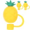 SHERCHPRY 3pcs Straw Cover Pineapple Shape Straw Toppers Drinking Straw Plugs Silicone Straw Tips Cap for Resuable Straws, Dustproof view 1