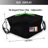 US-Irish Friendship Flag Face Mask Washable Reusable Adults Breathable with 2 Filters Black view 4
