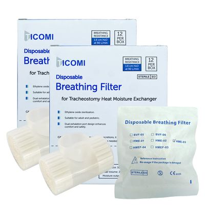 TICOMI Tracheostomy Humidifier, Trach Heat Moisture Exchangers, HMEs Filter, Sterilized, Pack of 24
