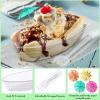 50 Set Disposable Banana Split Boats 12 oz with Plastic Sporks and Paper Umbrellas Clear Ice Cream Sundae Bowl Set for Parties, Concession Stands, Restaurants and Bakeries Serving Sauces Candy Salad view 3