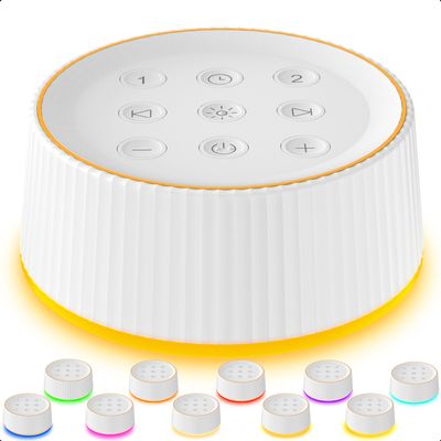 BGOVERSS Sound Machine with 26 Soothing Sounds, 10 Colors Night Light White Noise Machine for Adults Baby Kids Sleep Machines Function, Volume Levels 6 Timers for Home Office Travel
