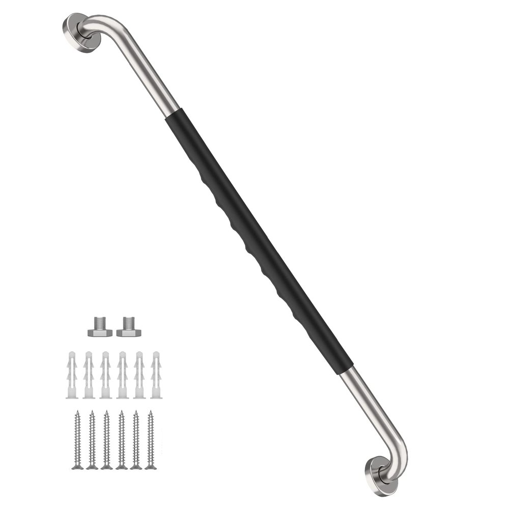 36 Inch Shower Grab Bar w/Anti Slip Rubber Grip, Munzong Stainless Steel Bathroom Grab Bar, Chrome Bathroom Balance Bar,Safety Handrail Support,Handicap Injury Elderly Senior Assist Bath Handle