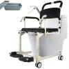 BLOHDI Shower Chair with Wheels, Adjustable Height Shower Wheelchair, Rolling Shower Chair with Flip Armrests for Easy Transfer of The Elderly and Disabled, Can Bear 380 IBS view 1