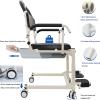 BLOHDI Shower Chair with Wheels, Adjustable Height Shower Wheelchair, Rolling Shower Chair with Flip Armrests for Easy Transfer of The Elderly and Disabled, Can Bear 380 IBS view 2