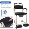 BLOHDI Shower Chair with Wheels, Adjustable Height Shower Wheelchair, Rolling Shower Chair with Flip Armrests for Easy Transfer of The Elderly and Disabled, Can Bear 380 IBS view 3
