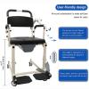 BLOHDI Shower Chair with Wheels, Adjustable Height Shower Wheelchair, Rolling Shower Chair with Flip Armrests for Easy Transfer of The Elderly and Disabled, Can Bear 380 IBS view 4