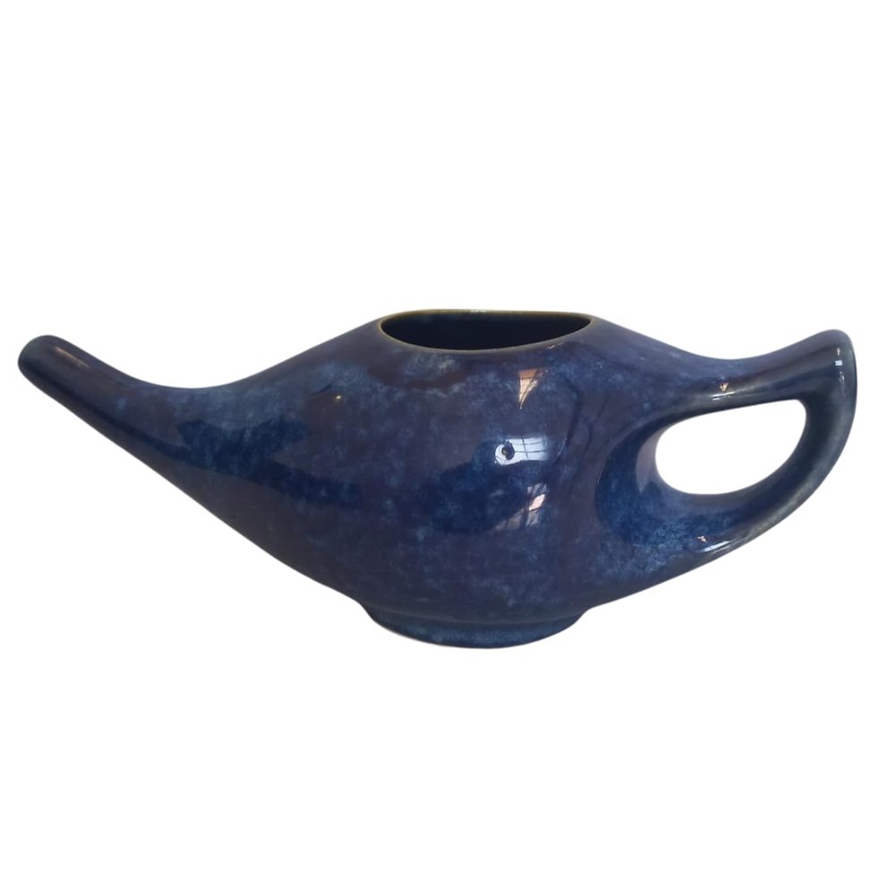 2activelife Yoga Neti Pot for Sinus & Congestion Cleaning| Microwave and Dishwasher Friendly | Leak Proof Durable Ceramic Neti Pot| Nasal Wash Handcrafted Durable Ceramic - Elegant Blue Color