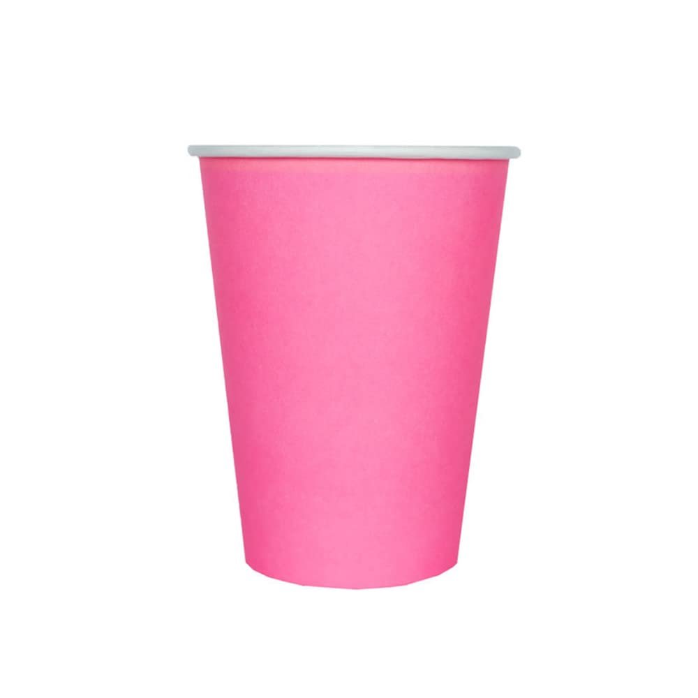 Jollity & Co Shade Paper Cups - 12-oz Party Cups in Flamingo Pink - Pack of 8 Disposable Paper Cups - Easy to Mix and Match - Paper Cups to Suit All Occasions and Birthday Decorations