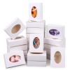 PINKXHY 100 PCS Mini Kraft Paper Box with Window Round Soap Packaging Boxes Craft Cardboard Present Box for Homemade Soap Favor Treat Bakery Candy, 3.8 x 2.8 x 1.2 Inch (White) view 1