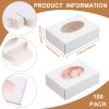 PINKXHY 100 PCS Mini Kraft Paper Box with Window Round Soap Packaging Boxes Craft Cardboard Present Box for Homemade Soap Favor Treat Bakery Candy, 3.8 x 2.8 x 1.2 Inch (White) view 2