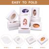 PINKXHY 100 PCS Mini Kraft Paper Box with Window Round Soap Packaging Boxes Craft Cardboard Present Box for Homemade Soap Favor Treat Bakery Candy, 3.8 x 2.8 x 1.2 Inch (White) view 4