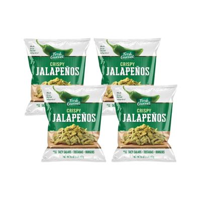Fresh Gourmet Crispy Lightly Salted Jalapenos Low Carb |Crunchy Snack and Salad Topper 16 Ounce (Pack of 4)
