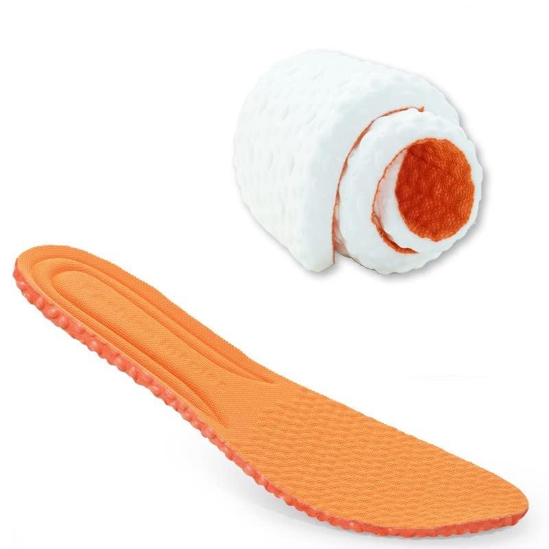 Sneakers Insoles High Elastic Cushioning Comfort Breathable Athletics Insole Running Walking Insole Women Man (US(M 8-8.5 /W 9-9.5), Orange)