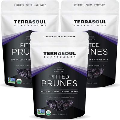 Terrasoul Superfoods Organic Dried Plums Pitted Prunes, 4.5 Lbs (Pack of 3) - Fiber | Vitamin K | Preservative Free